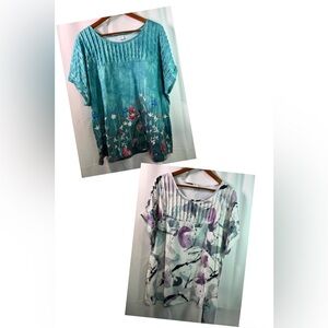 Xieerduo Women’s Plus 3XL Loose Fit Pleated Neckline Pull-Over Casual Top